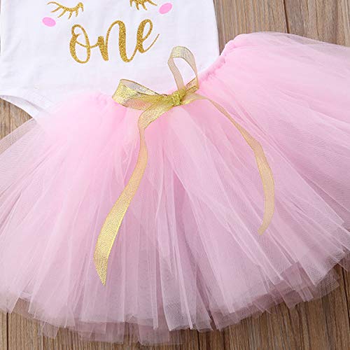 Citgeett 3Pcs Unicorn Outfit Newborn Baby Girls 1St Birthday Romper + Tutu Skirt Dress + Headband Clothing Set Pink thumb #5