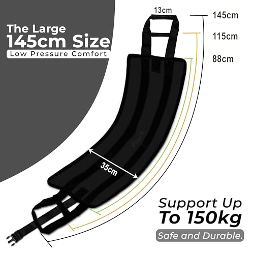 Image of OTICA Patient Lifting Belt 57x14 in with Handles & Safety Buckle (Black)