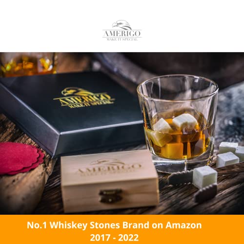 Luxury Whiskey Stones Gift Set - Set of 9 Whiskey Rocks - Reusable Ice Cubes for Drinks - Great Whiskey Gift for Man - Handcrafted Whisky Stones Set - Chilling Stones + Ice Tongs + 2 Classy Coasters - Thumbnail 3