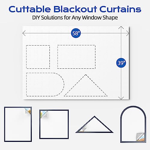 Image of White Blackout Curtains for Bedroom, 39 inch x 58 inch Portable Blackout Blinds with 20 Sets Hooks & Loops Strips for 100% Blackout Window Film, Temporary Black-Out Shades for Windows Cover Nursery Travel RV