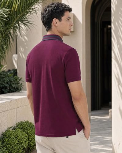 Image of Nobero Striped Collar Regular Fit Polo T Shirt for Men | Polo t-Shirts for Men | Regular Fit | Striped Collar | Premium Fabric | Casual & Smart Casual
