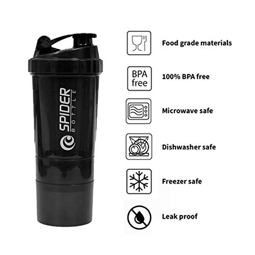 Image of Protein Shaker Bottle / 100% Leakproof Guarantee Sipper Bottle Ideal for Protein Shaker Bottle / 500ml with 2 Storage Compartment Cup for Gym, Yoga, Hiking, Cycling, BPA Free Material.(Green)