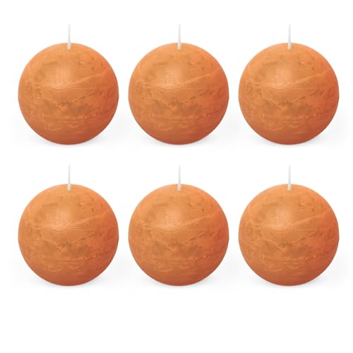 Spaas 6x Vela esférica rústica 80 mm 24 h, naranja