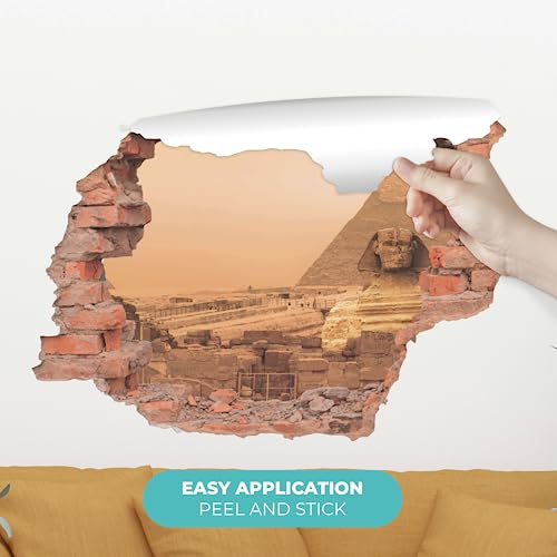 Egyptian Pyramid With 3D Effect I Peel And Stick Wall Stickers For Living Room I Bedroom Wall Decor I Wall Decal For Beach House Decorations I Multiple Sizes Options (Wide 15"X12" Height) #TOP1