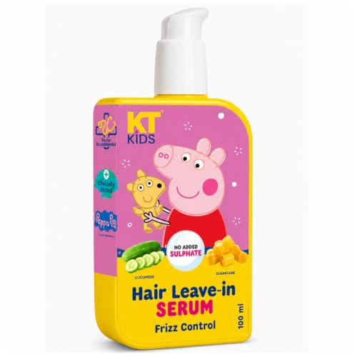 KT Kids Hair Peppa Pig Leave-In Serum | Frizz-Free Smooth Hair | Age-Specific Formulation | Aloe Vera & Cucumber Extract | 100ml