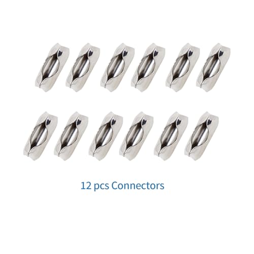 Ceiling Fan Pull Chain, rust-resistant stainless steel 3mm bead chain 120 inches, with 12 extended connectors, silver