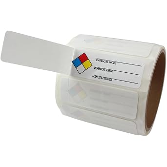 AccuformNMC NMC Common Chemical Identifier Labels Pack of 100 Adhesive Vinyl Self-Laminating NFPA, 1" x 3" Write-On Stickers, LZN401EV, American Made Safety Tags, Signs, and Labels