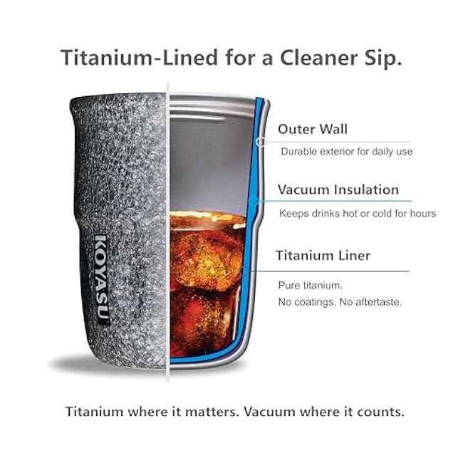 12 oz Titanium Liner Travel Mug with Lid, Double-Wall Vacuum Insulation, Wide Mouth, Leak-Proof, Chemical-Free & Healthy, men and women hot & cold drinks, for Indoor & Outdoor Use (Gray)