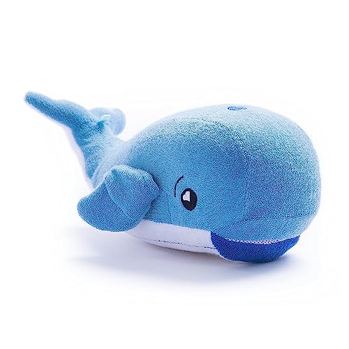 SoapSox Kids Exfoliating Bath Scrub (Jackson the Whale) - Soft Animal Toy Wash Cloth Sponge with Soap Pocket Insert - Fun Loofah Characters for Babies, Kids and Children