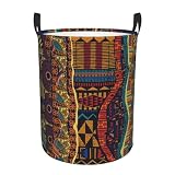 African Laundry Basket Round with Handle African Art Storage Bin Africa Laundry Hamper for Home Bedroom Bathroom