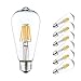 Lakes ST64 LED Bulb Dimmable, 6W Edison LED Filament Bulbs (60W Halogen Equivalent), Vintage LED Filament Bulbs, E26 Medium Base, 600lm, 2700K Warm White, Clear Glass (6-Pack)