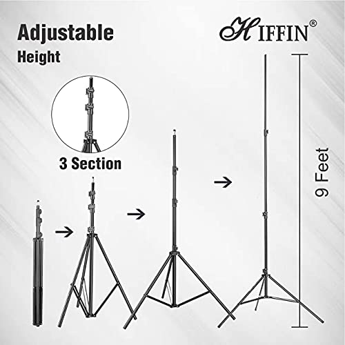 Image of HIFFIN Light Stand Kit - 9 feet (2 Light Stands) Metal Colour Black 9 feet, Portable & Foldable, Indoor & Outdoor Shoot, Heavy Duty, Photography & Videography