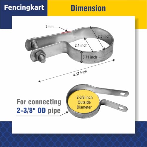FENCINGKART Galvanized Tension Band for Chain Link Fence, 1-5/8" inch, with Nuts & Bolts, 20 Pieces (Silver Galvanized, 2-3/8") by FENCINGKART - Used condition - Image 3