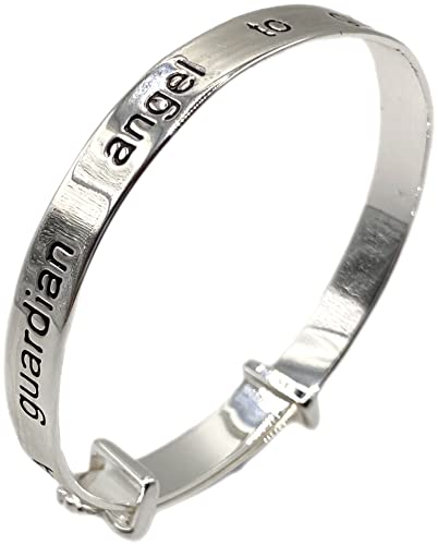 Image of Equilibrium Silver Plated Guardian Angel Baby Bangle Christening Gift