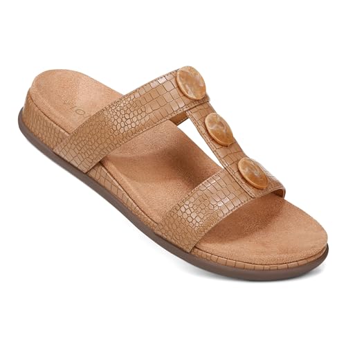 Vionic Serra Women's T-Strap Slip-on Supportive Sandal Camel - 9 Wide