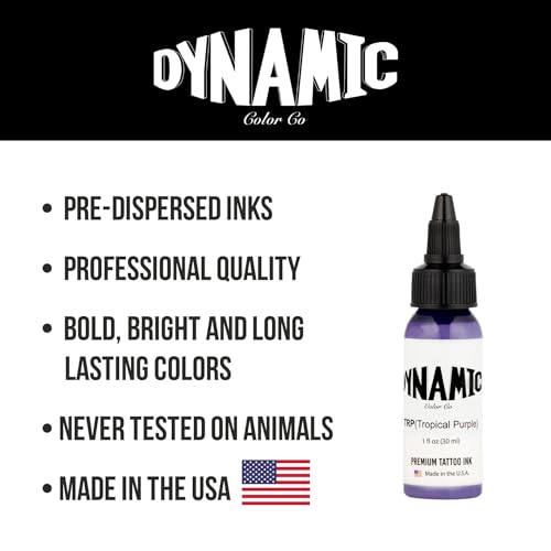 Image of Dynamic Color Tropical Purple Tattoo Ink, Made in USA Since 1990, 1 oz | Sterilized and lot-numbered for full traceability; established American brand trusted by artists worldwide