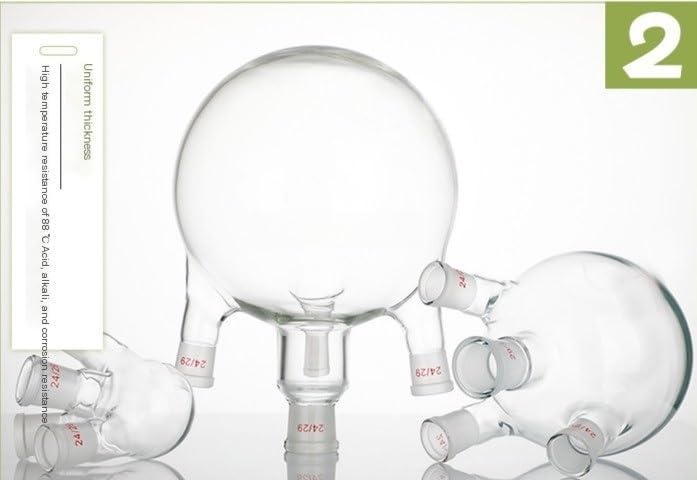 Temperature Resistant Glass Distillation Reactor Flask - Thickened Four Neck with Slanted Mouth & Round Bottom(3)