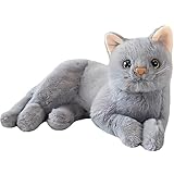 GVMJHYK Katze Kuscheltier,Simulations Katzen Puppe,Möbelkissen,Weiches Stofftier Heimd für Heim Und Party,Fotografie-Requisiten, Weiches Stofftier Heimd für Heim Und Party,14+,30cm (Grey)