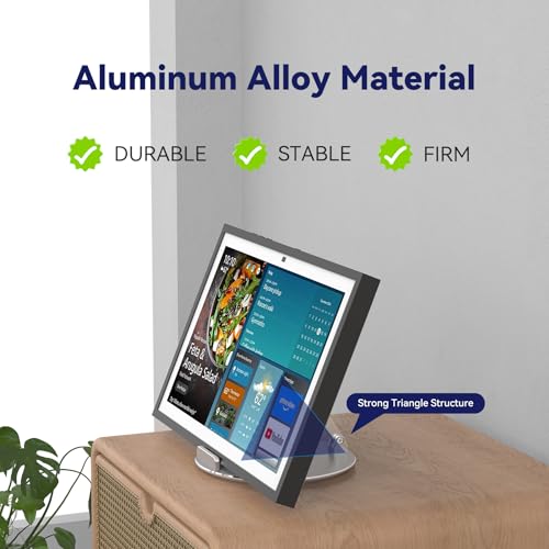 Pitelumeon Premium Stand for Echo Show 15 (1st, 2nd Gen), Show 21 With Swivel and Tilt Design,Aluminum Mount Stand And 360°Rotation & Tilt Suitable for Office and Kitchen(Silver),Tablet Stand - Image 5