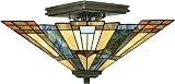Quoizel TFIK1714VA Inglenook Tiffany Semi-Flush Ceiling Lighting, 2-Light, 120 Watts, Valiant Bronze