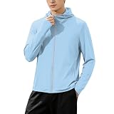 Bauzuoyo UV-Schutz Jacke Herren mit Kapuze Dünn Leicht Atmungsaktiv Schnell trocknend Funktionsshirt Laufen Training Fitness Sonnenschutz Hoodie mit Taschen Radfahren Wandern