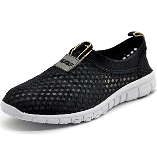 KENSBUY Women's Lightweight Slip on Mesh Shoes Quick Drying Aqua Water Shoes Athletic Sport Walking Sneaker (Grey EU37)