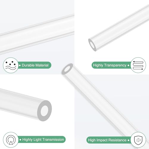 M METERXITY 4erPcs Klare Starre Acrylrohre 1.5mm [0.06] ID x 3mm [0.12] OD Plastik Rundrohre Für Wasserkühlungssysteme/Lampen/Brunnen/Aquarien/Displayständer Acrylrohre [305mm/12IN]