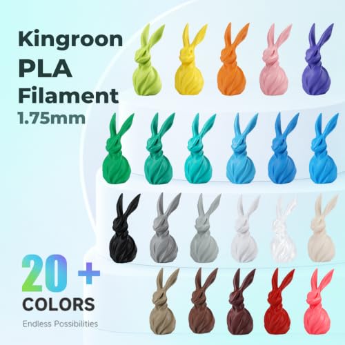 Image of Kingroon 10kg PLA 3D Printer Filament Bundle, Neatly Wound PLA Filament 1.75mm ±0.02mm, 1kg per Spool, 10 Pack(Black+White+Grey+Red+Yellow+Blue+Green+Purple+Silver+Skin)