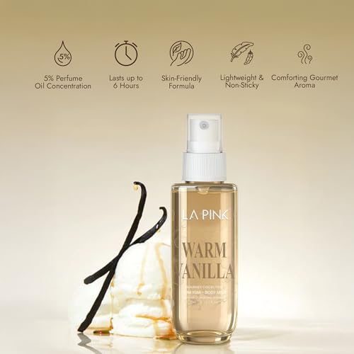 Image of La Pink Body Mist Perfume for Woman | Warm Vanilla Tropical Gourmet Aroma with Chocolate, Coconut & Jasmine | Skin Friendly Unisex Long Lasting Fragrance Spray | Lasts Up to 6 Hours | 50ml