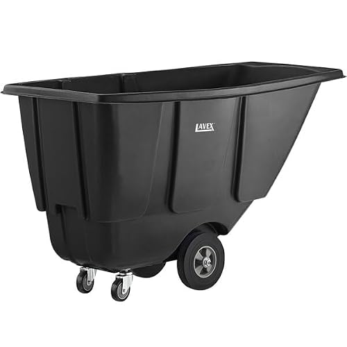Commercial Tilt Truck Cart, 0.5 Cubic Yard, 450 lb Capacity, Black, 60L x 28W x 33H inches