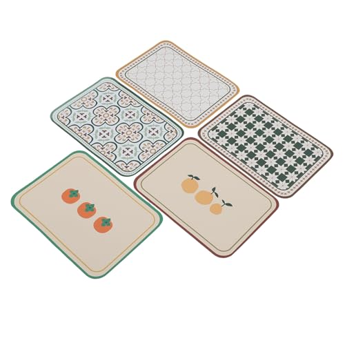 Yosoo Health Gear Pu Läder Placemats Uppsättning Av 5 Rektangulära Icke -glidbord Förhindrar Värme Lätt Att Torka Mat Motstånd Tvättbara Köksmattor och Underlägg Inomhus Utomhus för