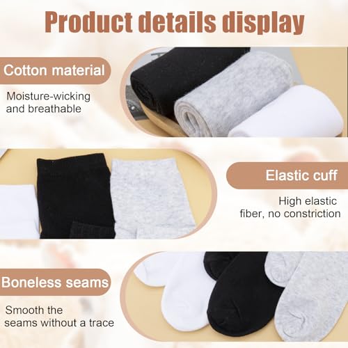 Mens Business Dress Socks 3 Pairs Ribbed Mid Calf Crew Socks Multipack for Office Travel Work and Everyday Wear (Black White Grey, F)4