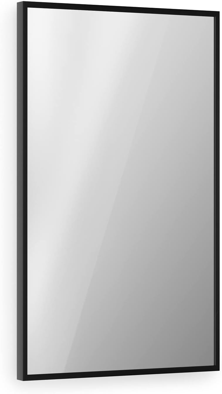 Klarstein La Palma - Calefactor de bajo consumo, Radiador eléctrico de bajo consumo 2 en 1, Convector con frontal de espejo, Control por app, IP24, Programable, Mando a distancia, 1000 W, Negro