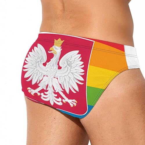 Poland Polish LGBT Rainbow Gay Flag Mens Swim Briefs Quick Dry Swimming Trunks Training Swimsuit Low Rise Swimwear3