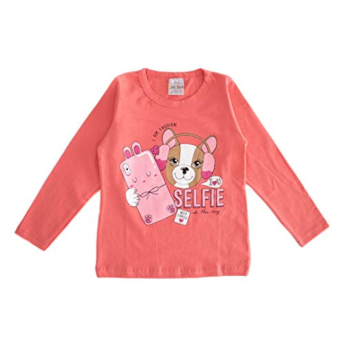 Kit 5 Camisetas Blusa Manga Longa Infantil Menina Cotton Desenho do tecido:Sortido;Tamanho:4