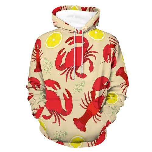 Hoodie Langouste Rouge UMENG, pull à capuche au motif imprimé unique, coupe unisexe taille S
