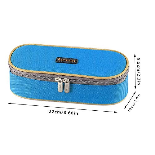 Homecube Pencil Case Big Capacity Pencil Bag Makeup Pen Pouch Durable Students Stationery With Double Zipper Pen Holder For School/Office, Blue #TOP2