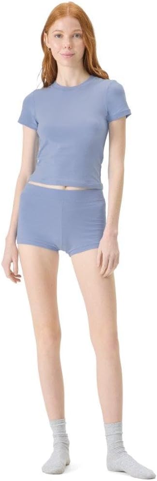 florence by mills Women's Bright Side Fitted Crew Neck Tee Shirt