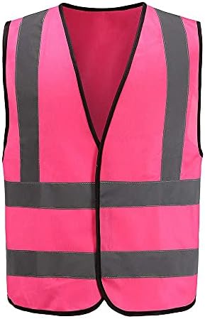 AYKRM 12 colour High visibility viz vest hi vis viz reflective safety vests for men (XS-8XL) (Large, Pink)