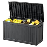 KDYMOD 200 Gallon Deck Box, Resin Outdoor Indoor Waterproof Storage Box, Lockable Storage Box With Handle for Patio Furniture - Garden Tools - Swimming Pool Tools UV-Resistant - Black