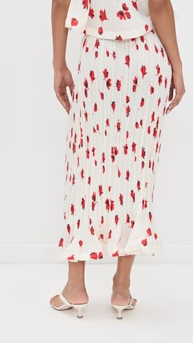 Women's White Floral Plisse Midi Skirt4