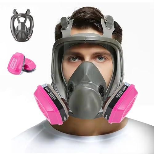 WYAJU Full Face Respirator Mask with 60921 Filters - 6800 Reusable Gas Mask Against Dust Organic Vapor Anti-fog Mask for Epoxy Resin, Chemicals, Painting, Car Spraying, Woodworking, Welding, Polishing