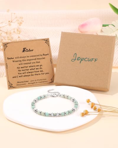 Image of JoycuFF ๐๐ถ๐ณ๐๐ ๐ณ๐ผ๐ฟ ๐ช๐ผ๐บ๐ฒ๐ป ๐ ๐ผ๐ผ๐ป๐๐๐ผ๐ป๐ฒ ๐๐ฟ๐ฎ๐ฐ๐ฒ๐น๐ฒ๐ Amazonite Colorful Imperial Jasper Stainless Steel Beads Bracelets, Graduation Christmas Valentines Mothers Day Birthday Gifts