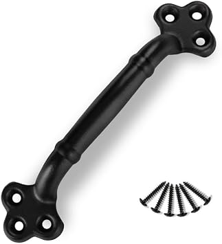 9 Inch Clover Barn Door Handle - Black Cast Iron Pull for Sliding Doors, Gates, Sheds, Fences, Closets - Indoor Outdoor Farmhouse Hardware