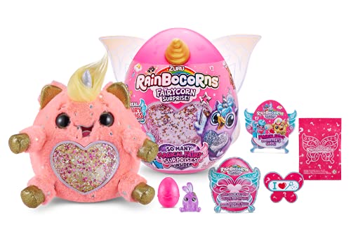 Rainbocorns Fairycorn Surprise Unicorn - 11" Collectible Plush Stuffed Animal - Ultimate Surprise Egg, Wearable Fairy Wings, Unicorn Slime Mix, Sparkle Sequin Heart, Ages 3+ by ZURU, Multi (9238E)