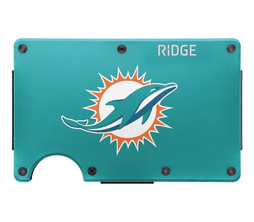The Ridge NFL Wallet - Miami Dolphins - Slim Wallet, Card Holder, Carry up to 12 Cards RFID Safe, Blocks Chip Readers, Minimalist Wallet With Cash Strap & Extra Money Clip by The Ridge - Used condition - US$93.11