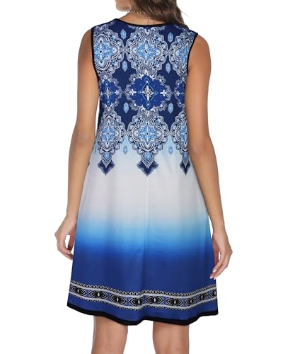 Image of Summer Dresses for Women 2026 Casual Sleeveless Sundress Floral Loose Fit Beach Cover Up with Pocket
