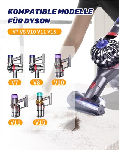 Mini Haardüse Elektrobürste für Dyson V15 V11 V10 V8 V7, Ersatzbürste mit Anti-Tangle Funktion für Matratzen, Sofas, Teppiche, Haustierbetten und Autositze, Entfernt Tierhaare und Allergene
