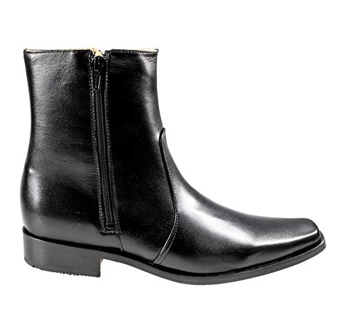 Men's Dress Boots Goat Leather Square Toe Dual Zipper Black El Besserro2