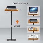 Support de livre d'étage réglable, support de livre debout portable pour la lecture, réglable en hauteur (56cm-130cm), Support de musique en bois pour les partitions, livres, recettes, tablettes, ordinateurs portables